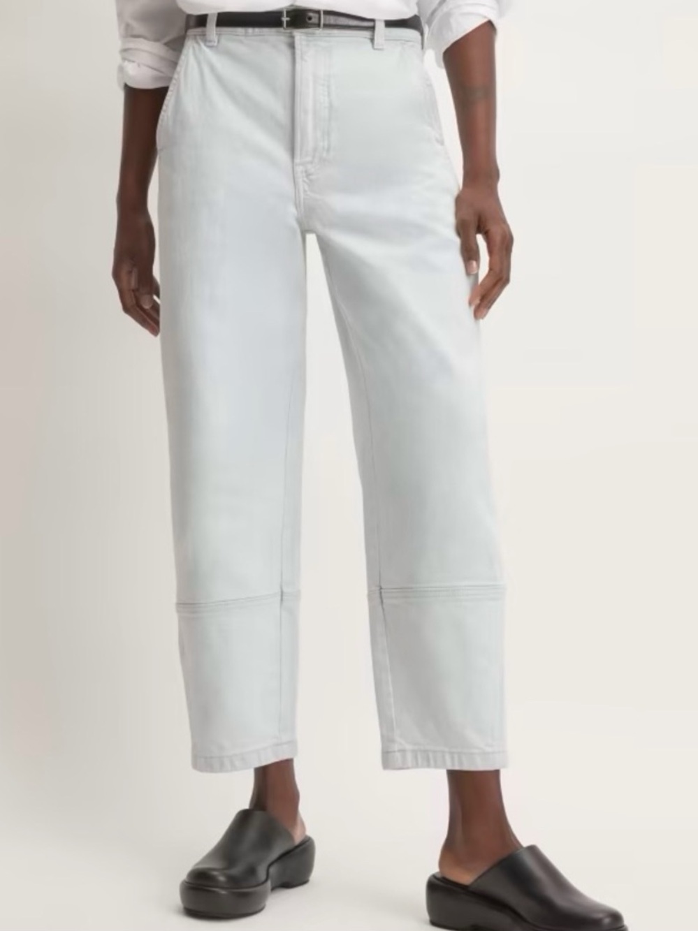 Everlane Utility Barrel Jeans Size 12 Light Blue Cropped Tapered Denim Organic